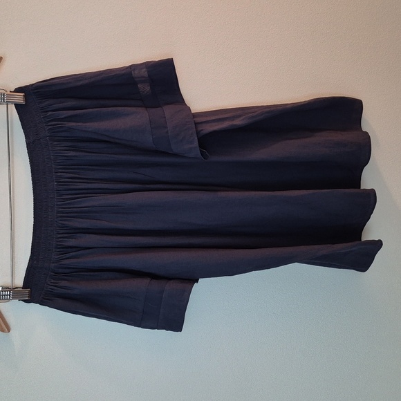 Ramy Brook Jessica Off-Shoulder Navy Blouse With Sheer Insert At Sleeve Size L - Picture 3 of 7